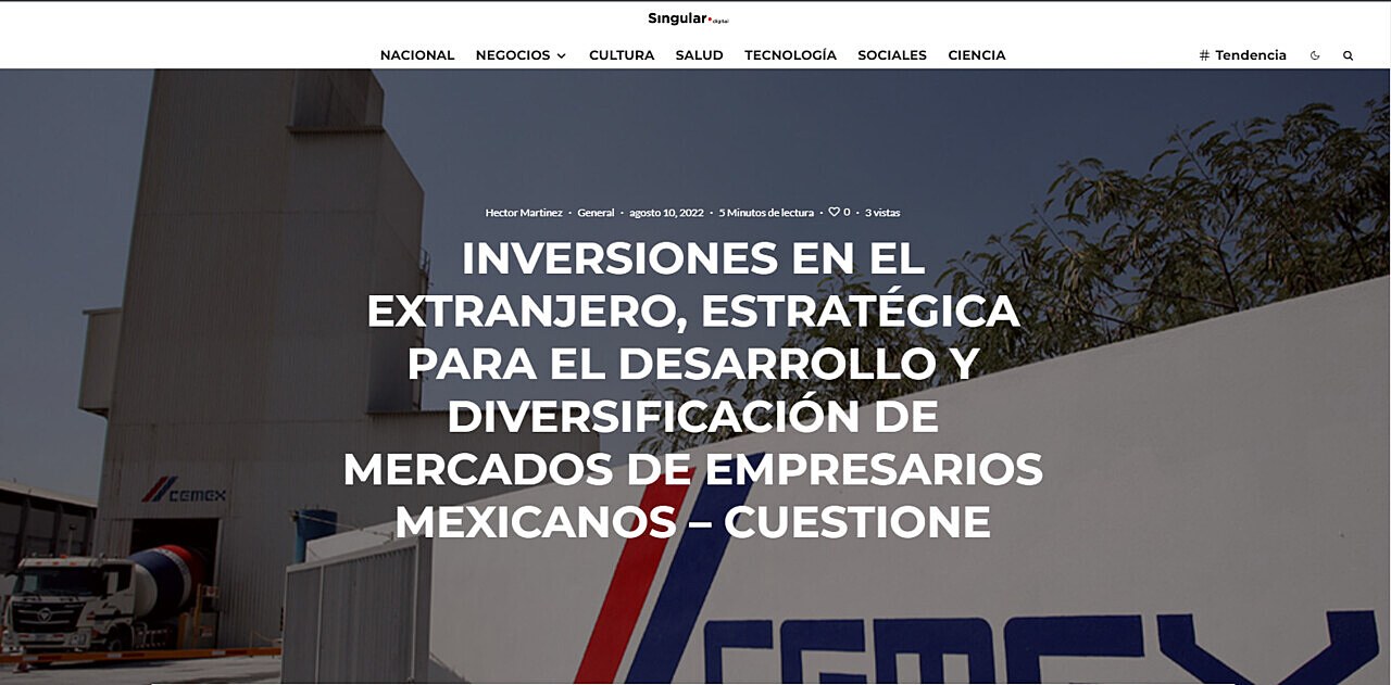 INVERSIONES EN EL EXTRANJERO, ESTRATGICA PARA EL DESARROLLO Y DIVERSIFICACIN DE MERCADOS DE EMPRESARIOS MEXICANOS  CUESTIONE